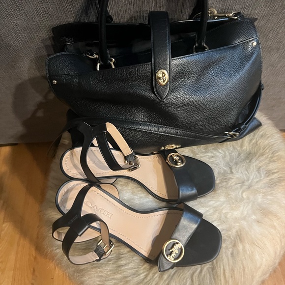 Coach Black Leather Heels Size 10 - Picture 10 of 16